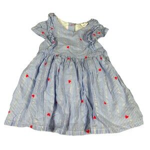 NWOT Osh Kosh B'Gosh Dress w/Underwear Girls Size 12M White w/Blue Stripes Heart